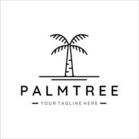 palm eller kokosnöt träd logotyp linjekonst vektor illustration mall ikon design