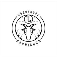 Bergziege Sternzeichen Steinbock Logo Strichzeichnungen einfache minimalistische Vektor Illustration Vorlage Icon Design. Horoskopzeichen Mystik und Astrologiesymbol