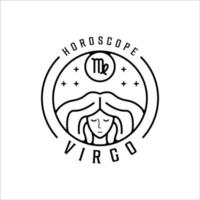 flicka eller kvinnor zodiac of virgo logotyp linjekonst enkel minimalistisk vektorillustration mall ikondesign. horoskop tecken mystik och astrologi symbol vektor