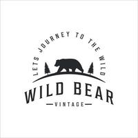 vild björn logotyp vintage vektor illustration mall ikondesign