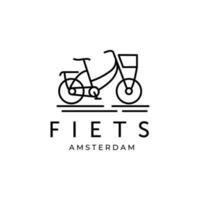 fiets amsterdam linjekonst logotyp vektor illustration malldesign, cykel linjekonst logotyp