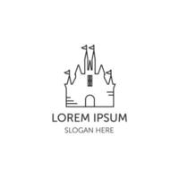 slott linjekonst logotyp illustration vektor malldesign