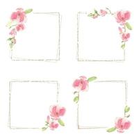 Aquarell rosa Magnolie minimale quadratische Rahmensammlung für Banner oder Logo vektor