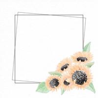 aquarell gelber sonnenblumenstrauß kranzrahmen auf papier vektor