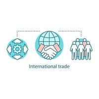 global handel koncept ikon. internationellt partnerskap. internationella relationer och samarbete idé tunn linje illustration. världsomspännande distribution. vektor isolerade konturritning