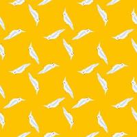 geometrisches nahtloses muster mit exotischem vogeldruck des weißen kakadupapageis. gelber heller hintergrund. vektor
