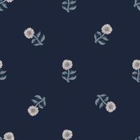 minimalistisches Vintage-nahtloses Muster mit Doodle-Sonnenblumenelementen. dunkler marineblauer Hintergrund. vektor