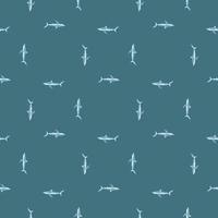 seamless mönster blå haj på kricka bakgrund. textur av marin fisk för alla ändamål. vektor