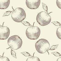 handritade äpplen sömlösa mönster. äpple frukt tapeter. vektor