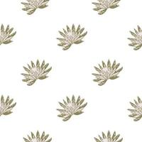 seamless mönster med hand ritning lotus på vit bakgrund. vektor blommig mall i doodle stil. mild botanisk sommarstruktur.