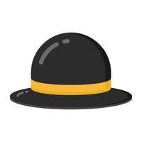 en svart hatt för kasinon, platt ikon vektor