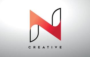 buchstabe n mit schwarzem umriss und roten verlaufsfarben. kreatives modernes Brief-Logo-Design. vektor