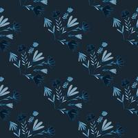 blå färgade söta blombuketter seamless mönster. handritad vintage botanisk tryck. vektor