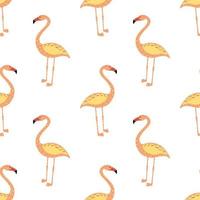 isolerade sömlösa mönster med beige färgad flamingo prydnad. vit bakgrund. exotisk zoo bakgrund. vektor