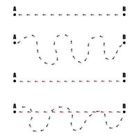 Stellen Sie Tracking-Ameisen ein, die auf weißem Hintergrund isoliert sind. Spalte von roten und schwarzen Ameisen, die chaotisch in Mapping-Zeichen laufen. vektor