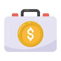 pengar portfölj fylld med kontanter, platt ikon vektor