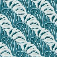 blå palett tropiska monstera blad prydnad seamless mönster. blommig dekorativ tropisk prydnad. vektor