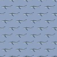 seamless mönster blå haj på grå bakgrund. textur av marin fisk för alla ändamål. vektor