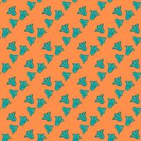heller Kontrast blaue Glockenblumenverzierung nahtlose Natur wildes Muster. orangefarbener Hintergrund. Botanischer Druck. vektor