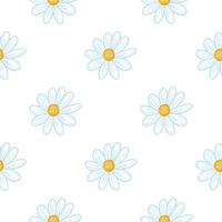 isolerade seamless mönster med blå daisy blommor silhuetter. vit bakgrund. slarvig bakgrund. vektor