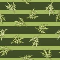 nahtloses muster bündel rucolasalat auf streifen grünem hintergrund. modernes Ornament mit Salat. vektor