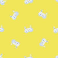 Kaninchen hellblaue Farbe geometrisches nahtloses Muster auf gelbem Hintergrund. kindergrafikdesignelement für verschiedene zwecke. vektor