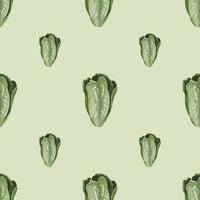 Nahtloses Muster Salat Romano auf hellgrünem Hintergrund. minimalistisches Ornament mit Salat. vektor