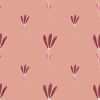minimalistisches nahtloses Muster mit einfachen Blumenelementen. rosa heller Hintergrund. Pflanzendruck. vektor