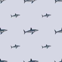 Nahtloses Muster Shark Mako auf pastellgrauem Hintergrund. Tiervorlagen für Stoff. vektor