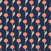dekorative rosa Rosen formen nahtloses Muster. dunkler marineblauer Hintergrund. Vintage Blütenverzierung. vektor