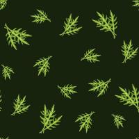 sömlösa mönster gäng ruccolasallad på mörkgrön bakgrund. modern prydnad med sallad. vektor