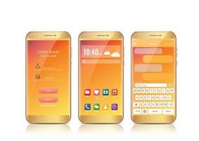 neuer realistischer mobiler smartphone-moderner stil. Vektor-Smartphone mit ui-Symbolen. Interface-Login-Design und Messaging-SMS-App auf weißem Hintergrund. vektor