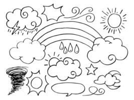 Vektor-Set von Wetter-Doodle-Elementen für Designzwecke vektor