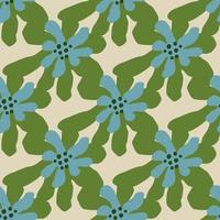 grün und blau gefärbtes nahtloses muster der gänseblümchenblume im handgezeichneten stil. heller Hintergrund. vektor