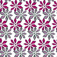isolerade sömlösa mönster med konturerade rosa och lila blommor silhuetter. vit bakgrund. vektor