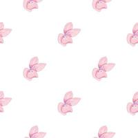 isolerade sommar sömlösa mönster med doodle orkidé rosa silhuetter. vit bakgrund. vektor
