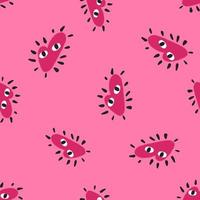 slumpmässiga sömlösa mönster med kreativa kärlekshjärtaformer. rosa färgad romantisk bakgrund i doodle stil. vektor