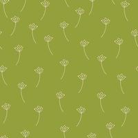 nahtloses muster der botanischen natur mit einfachen löwenzahnblumenschattenbildern. grüner Hintergrund. vektor