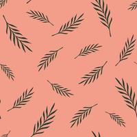 grünes laub nahtloses gekritzelnaturmuster mit blattzweigen. rosa Hintergrund. organische Kunstwerke. vektor