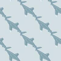 ozeanischer Weißspitzenhai nahtloses Muster im skandinavischen Stil. Meerestiere Hintergrund. vektorillustration für kinder lustiges textil. vektor