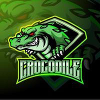 wütendes krokodil-maskottchen-esport-logo-design vektor