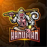 hanuman mascot esport logotypdesign vektor