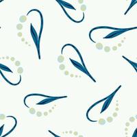 isolierte abstrakte florale nahtlose Muster mit blau und grau gefärbten Maiglöckchen Ornament. weißer Hintergrund. vektor