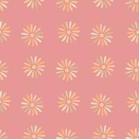 Natur gelbe geometrische Ditsy Blumen Silhouetten nahtloses Muster. rosa Hintergrund. dekorative Gestaltung. vektor