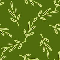 Natur nahtlose einfache Stilmuster mit Umriss verlässt Ornament. grüner Hintergrund. vektor