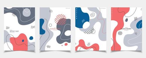 abstrakt broschyrer design konstverk av fri hand ritning mall set. överlappande för kopieringsutrymme av textbakgrund. illustration vektor