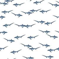 Drescherhai nahtloses Muster im skandinavischen Stil. Meerestiere Hintergrund. vektorillustration für kinder lustiges textil. vektor