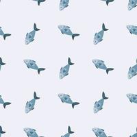 nahtlose Musterfische auf grauem Hintergrund. minimalistisches Ornament mit Meerestieren. vektor