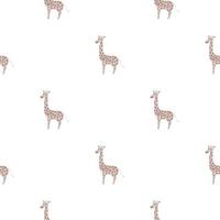 dekorativa sömlösa mönster med tecknade grå giraff silhuetter. vit bakgrund. minimalistisk stil. vektor