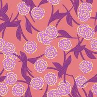 abstrakt slumpmässiga sömlösa mönster med doodle rosor blommor prydnad. rosa bakgrund. vektor
